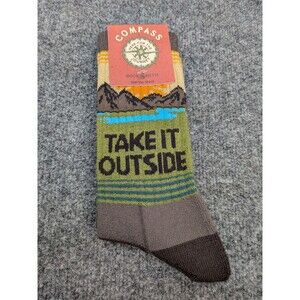 Socksmith Take It Outside Merino Wool Blend Crew Socks Green Men’s 9-13 NWT